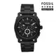 FOSSIL Machine 三眼賽車風格黑色男錶 黑色不鏽鋼鍊帶 45MM FS4552IE