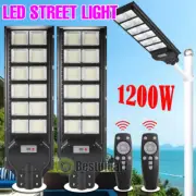 2X 1200W Solares Luzs Exterior Luces Focos Lampara Solares De Calle Brillo Lleno