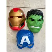 CHILD 3 MARVEL CAPTAIN AMERICA HULK IRON MAN FACE MASKS COSTUME NEW FLAWS