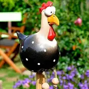 Sunfenle Resin Chicken Sculpture,Resin Rooster Ornaments Funny Chicken Decor Ceramic Garden Statues Art Outdoor Yard Decorative Garden Stakes for Home Outside Courtyard Farmhouse Patio Yard(Black)