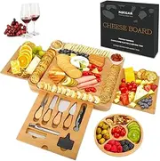 Roccar Cheese Board Gifts for Women,Cheese Board and Knife Set,Charcuterie Board Birthday Gifts for Women,Serving Platter Tray for Wife,Mum