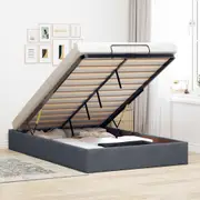 vidaXL Ottoman Storage Bed Frame No Mattress Dark Grey King Single Velvet