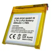Battery for Apple iPod Nano 3rd Gen Generation MA978LL/A Silver 4GB 8GB 616-0332