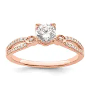 0.50ct. CZ Solid Real 14k Rose Polish 1/2ct Round Engagement Dia Ring