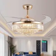 Fandelier Ceiling Fans with Lights and Remote Control Crystal Chandelier Ceil...