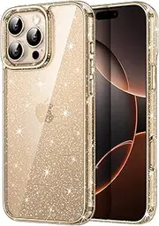 JETech Glitter Case for iPhone 16 Pro 6.3-Inch, Bling Sparkle Shockproof Phone Bumper Cover, Cute Sparkly for Women and Girls (Desert Titanium)
