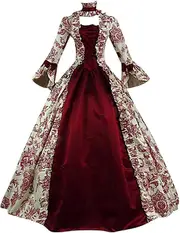 Morakot Halloween Renissance Dresses Women's Dress Plus Size Medieval Ball Gowns Halloween Costumes for Women Victorian Dress Z3-wine XX-Large