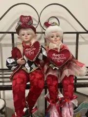 Cynthia Rowley Valentine’s Day Elf Dolls set of 2 Embellished 16” Tall