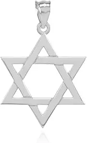 [Claddagh Gold] 925 Sterling Silver Traditional Jewish Six Pointed Star of David Magen Judaica Hexagram Pendant Necklace - Choice of Pendant Only or Chain Length