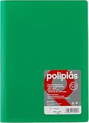 Grafoplas I Folder with Plastic Sleeves I 50 Transparent Sleeves I Size DIN A4 Green I Series Polyplas Opaque I Made in Spain I Flexible Covers I Large Storage Capacity