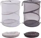 Collapsible Laundry Hamper, Mesh Dirty Clothes Basket, 42L, Portable Pop Up