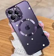 ELEPIK for iPhone 12 Pro Max Case with Camera Protector, [Full Camera Cover Protection] [Compatible with MagSafe] [Military Grade Protection] Clear Magnetic Slim Phone Case 6.7 inch, Purple