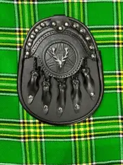 Men's Scottish Handmade Black Kilt Sporran With Stage Head Badge