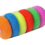 6X Plastic Round Nylon Scrubbers for Teflon pots & Pans - Cleans up Big Messes