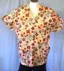 Peaches Uniforms Multicolor XL Scrub Top Geometric Fusion Cotton NWT