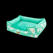 Cozy Tails Rectangular Bolster Dog Bed Aqua Floral