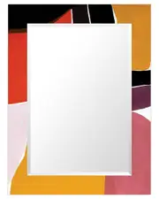 Empire Art Direct Finalerectangular Beveled Mirror On Free Floating Printed Tempered Art Glass