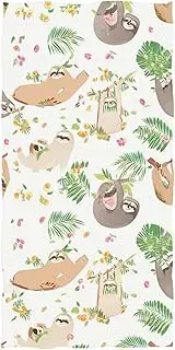 RPLIFE Cute Sloths Floral White Beach Towels, Sand Free Beach Towel