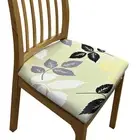 Chair Cover Light Green Leaf Pattern Print Stretch Seat For Home Dining Kitchen