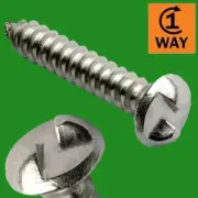 6x One Way Security; Screws In But Not Out, Tamper & Vandal Proof, No.8 1" 25mm