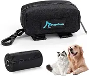 PuppyDoggy Dog Poop Bag Holder for Leash Black Waste Bag Dispenser with 1 Roll of Free Poop Bags for Leash Accessory Bicycle (Black, 1 Pack)