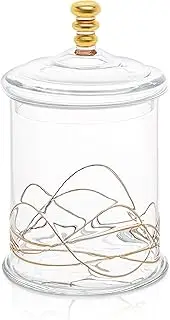 Glass Storage Cookie Jar with Glass Lid-14 Karat Gold Design on Jar- 10.5"H