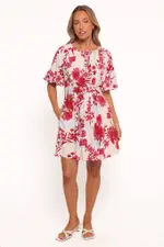 [PUP49] Simmons Mini Dress - Fuchsia Floral XS Floral