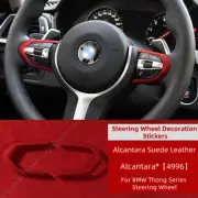 Red Alcantara Steering Wheel Cover Trim For BMW E90 E92 E93 F30 F34 F20 F21 F22 (for: BMW)