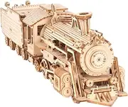 RoWood 3D Wooden Puzzle for Adults & Teens, Scale Mechanical Model Train Building Kits - Prime Steam Express