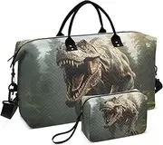 [YXYZRMY] Travel Duffel Bag Angry Dinosaur Forest Gym Bag Sports Tote Bag with Multiple Interior Pockets Shoulder Weekender Bag for Women Men with Toiletry Bag 20.5”x 7.9”x 13.8, Multi-Colored, one size
