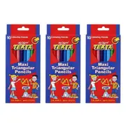 3x 10pc Texta Maxi Triangular Colouring Pencils Drawing Coloured Sketch f/ Kids