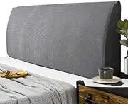 Elastic Bed Headboards Slipcover Single Double Queen King Size Bed Head Cover All-Inclusive Headboard Cover Wooden/Leather/Fabric Bed Head Back Protection Decoration,Grey1-Length:180-195cm