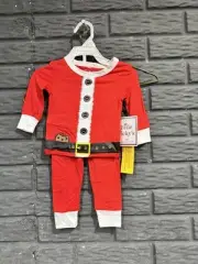 Little Ricky Santa Claus Set 12 Months Shirt Pants Baby 2 Pcs Pajamas Outfit NEW
