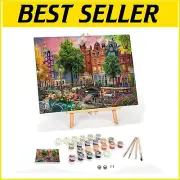 Premium Paint by Numbers Kit for Adults – Includes Brushes, Easel, and Canvas