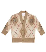[Burberry Kids] Burberry Kids Baby Thomas Bear argyle wool-blend cardigan M 6 beige