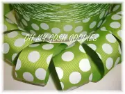 5 YARD SALE 1.5 LIME WHITE ST PATRICK IRISH CLASSIC JUMBO DOTS GROSGRAIN RIBBON