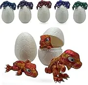Dino Egg - Baby T-Rex Dinosaur Hatching from Cracked Egg - Full Articulated Collectible Figurine for Adults with ADHD, Autism - Stress and Anxiety Relief - Dinosaur Egg (Red and Gold)