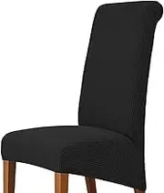 High Back & Universal High Elasticity Chair Cover Jacquard M XL Size Chair Covers Dining Room Kitchen Office Home Corn Flannel (Color : 2# Extra Black, Size : XL 60-75cm)