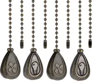 4 Pack Bronzed Ceiling Fan Pull Chain Extension, 12 Inches Classic Drop Shaped P