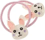 KOMBIUDA Cute Girls Hair Ties 2pcs Rabbit Style Hair Bands for Toddlers Safe Child-friendly