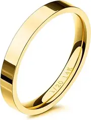 [NOKMIT] 3mm 14K Gold Filled Rings for Women Girls Stacking Stackable Band Thumb Pointer Finger Plain Ring Comfort Fit Size 5 to 10