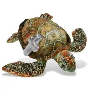 DolliBu Wild Collection Sea Turtle Stuffed Animal with Silver Cross - 14 Inches