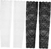 [Gatuida] 2 Pairs Lace Arm Arm Sleeve Women Lace Glove Arm Warmers Women Arms Sleeves Lace Long Gloves Lace Long Sleeve Arm Gloves Lace Sleeve Lace Fingerless Gloves Nylon