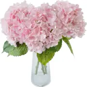 3 Pcs Pink Hydrangea Artificial Flowers 21" Lifelike Fake Large Real Touch Hydra