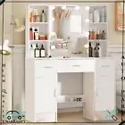 Make up Desk Vanity Set Dressing Table with Stool and LED Lights Mirror Dimmable
