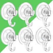 Suction Cup Hooks - 6 Pack Suction Hooks Reusable Powerful Waterproof - Clear...