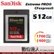 Sandisk Extreme PRO CFexpress 512GB Type B 1700MB/s 高速記憶卡