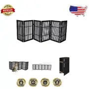 Elegant Freestanding Dog Gate - Portable Acacia Hardwood Fence, 6 Panel, 30"