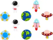 LALAFINA 10pcs Cute Spaceship Astronaut Push Pins Set for Cork Board Decorative Thumbtack for Office and Home Themed Party Supplies