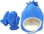 [Healeved] 1 Set Trapper Hat and Warm Gloves for Newborns and Winter for Snow Activities Hook and Loop Ear Flap Design
